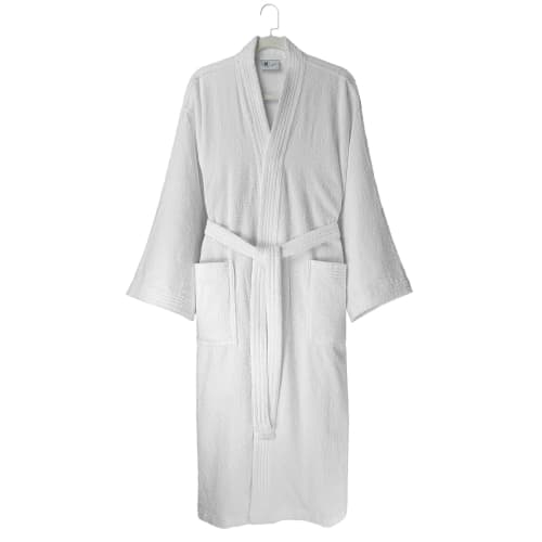 Bata de Baño Estilo Kimono de Felpa Oxford Superblend, 100 % Algodón, Talla Única, 48 x 60, Blanco